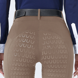 New Arrival Women Equestrian Breeches Silicone Grip Riding Jodhpurs High Rise Slim Fit <b>Stretch</b> Bicast Leather <b>Machine</b> Washable - Product Image 3