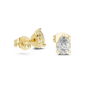 Boucles d'oreilles en or jaune 14 carats avec diamants de laboratoire en forme de poire pour femmes |   Collection de mariage |   Nouveau diamant cultivé - Product Image 2