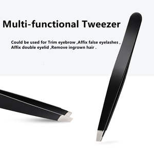 Prix d'usine, moins cher, professionnel, réutilisable, de haute qualité, en acier inoxydable, 1,2 mm, pince à épiler inclinée noire et or rose, ANAAIF - Product Image 2