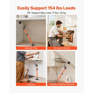 Set da 2 Aste di Supporto Telescopiche in Acciaio da 21,3-60 Pollici, Asta di Sostegno Rapido per Armadi, Sistema a Terza Mano, Asta di Supporto Regolabile, Capacità 154 Libbre - Product Image 2