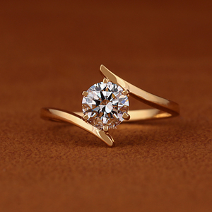 Bague de fiançailles solitaire en diamant de laboratoire rond de 2 carats, or massif 14 carats, bague de promesse de mariage pour femme - Product Image 1