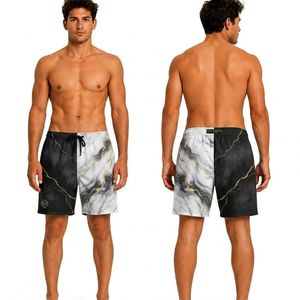 Sporty Royal Blue Side Stripe Graphic 220 GSM Anti-Pilling Polyester Spandex Athletic Performance Sublimation Surf Shorts - Product Image 4
