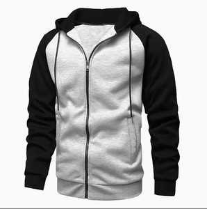 Sweat-shirt unisexe à capuche zippé, manches raglan, en polaire, décontracté, pour l'hiver, coupe classique, color block, respirant, en coton, anti-rétrécissement - Product Image 5