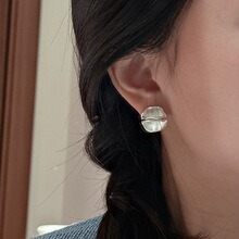 S925 Sterling Silver Korean Style Simple Matte Pleated <b>Earrings</b> Personality Fashion Ear Jewelry Wholesale - Product Image 3