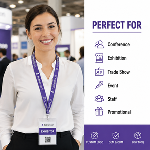 Custom Staff <b>Lanyard</b> with Logo <b>Polyester</b> Sublimation ID Badge Neck Strap for Event Exhibition Conference OEM Manufacturer - Product Image 2