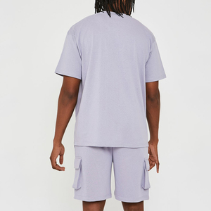 Ensemble T-shirt et short pour homme de haute qualité en coton biologique, T-shirt oversize à col rond et épaules tombantes, survêtement pour homme - Product Image 6