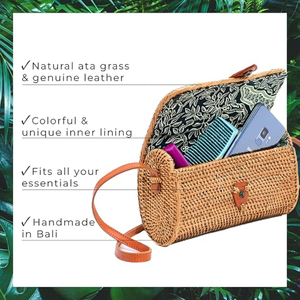 Handmade Rattan Purse, Straw Wicker <b>Crossbody</b> <b>Bag</b> for Women, Boho <b>Summer</b> Shoulder Handbag for Beach Travel Vacation - Product Image 3
