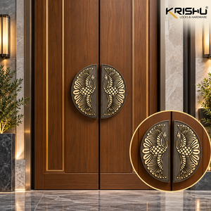 Manija de Puerta Doble de Lujo en Latón Antiguo Negro con Diseño de Pájaro, Manija Decorativa para Puerta Principal, Herraje de Puerta de Diseño Moderno - Product Image 4