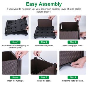 Jardinière surélevée pour jardin, bacs à plantes en plastique pour extérieur, jardinières surélevées pour patio, balcon, terrasse, pots et jardinières à fleurs - Product Image 5