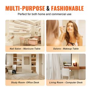 Acetone-Resistant Manicure <b>Table</b> with Glass Top Nail Tech Desk <b>Makeup</b> Dressing Nail Station Storage Cabinets - Product Image 6