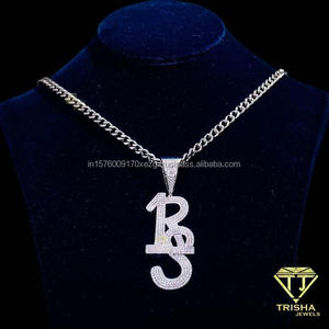 Colgante de Moissanita de Diseño con Inicial y Cadena, Letra Brillante, Joyería Urbana Atrevida para Venta al por Mayor - Product Image 6
