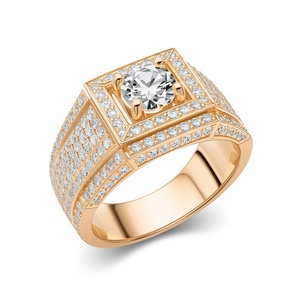 Anillo de Oro Amarillo Sólido de 14K para Hombre con Diamantes Engastados, Banda Ancha de Lujo con Pavé, Fabricante de Joyería Fina Personalizada - Product Image 3