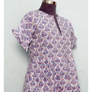 Elegante Vestido Mini de Verano para Playa, Estilo Vintage, Hecho a Mano con Algodón Orgánico, Cuello en V, Manga Larga, Corte en A, Estampado Floral, Transpirable - Product Image 5