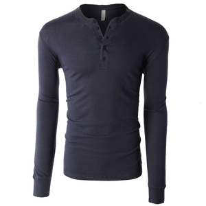 T-shirt à col Henley pour homme, manches longues, col rond, design personnalisé, nouvelle collection, écologique, 100% coton - Product Image 5