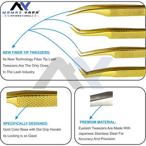 Pinces à cils de précision pour extensions de cils, pinces à volume à pointe en fibre, pinces à cils en acier inoxydable à pointe en fibre, lot de 4 pièces - Product Image 5