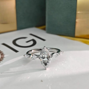 แหวนหมั้นเพชรทรงมาร์คีส์สุดหรูสำหรับผู้หญิง ได้รับการรับรองจาก IGI ทอง 14K ของขวัญเครื่องประดับเจ้าสาวงานแต่งงานสุดหรู - Product Image 4