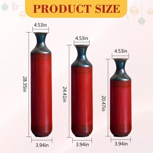 แจกันโลหะทำมือสไตล์โมเดิร์นสีแดงไล่เฉด ชุดตกแต่งประดับโต๊ะ 3 ชิ้น - Product Image 2