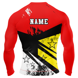 Rashguard de BJJ pour homme en tissu personnalisé de haute qualité, manches longues, séchage rapide, compression, protection UPF50+ sur le devant, respirant et écologique - Product Image 2