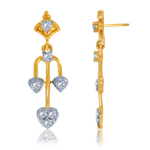 14K Gold Plated Heart Lab Grown <b>Diamond</b> <b>Dangle</b> <b>Earrings</b> for Women Luxury Bridal Wedding Fashion Jewelry - Product Image 4