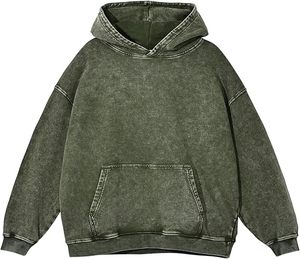 Sweat-shirt à capuche unisexe surdimensionné en coton épais 100 % délavé à l'acide, style streetwear vintage, à manches longues, personnalisable pour l'hiver - Product Image 1