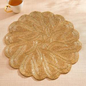 Napperons perlés gratuits 85% perles de verre Broderie florale moderne Écologique Réutilisable Personnalisable Tapis de table Chemin de table de mariage - Product Image 1