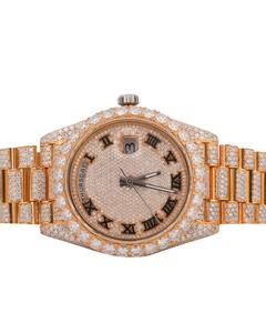 Reloj de lujo personalizado con diamantes incrustados para hombre, completamente automático, de acero inoxidable, con números arábigos, reloj de pulsera con diamantes de moissanita. - Product Image 1