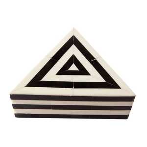 Modern Classic <b>Black</b> <b>White</b> Bone <b>Striped</b> Wood Carved Decorative Box Set Painted Finish for Living Spaces - Product Image 2