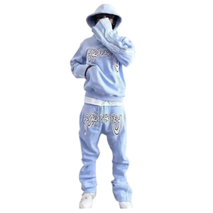 Ensemble sweat à capuche et pantalon de jogging personnalisé avec impression en relief, style streetwear urbain, faible MOQ - Product Image 2