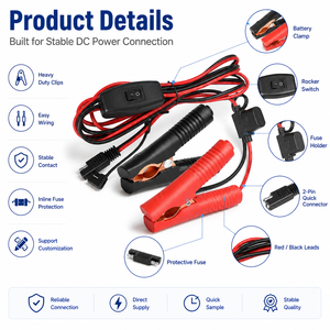 Cavo <span class=keywords><strong>Batteria</strong></span> con Clip a Coccodrillo SAE a 2 Pin, Interruttore On/Off, Protezione da Sovraccarico con Fusibile, Resistente all'Abrasione, Classificato 50A - Product Image 5