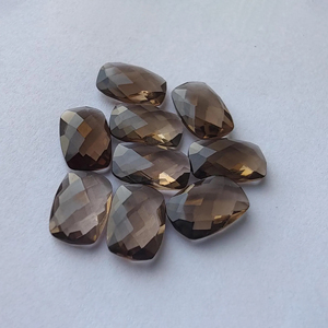 Natural Smoky Quartz Rectangle <b>Cushion</b> Briolette Checker Cut Calibrated Gemstone, for Jewelry Making All Sizes Available - Product Image 1