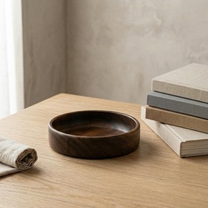 Tazón Apilable de Madera Maciza, Plato Redondo Liso para Ensalada, Bandeja de Servir de Madera Hecha a Mano, Plato Multiusos para Cocina - Product Image 6