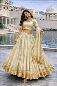 Nuevo Conjunto Premium de Chaniya Choli de Seda con Bordado Gotta Patti y Dupatta para Navratri, Bodas y Fiestas - Product Image 4