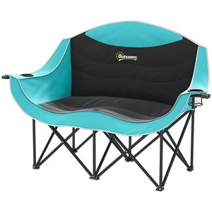 Sedia da campeggio per adulti verde con Design pieghevole imbottito a doppia dimensione con braccioli porta tazze borsa per uso esterno - Product Image 1