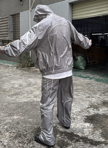 Men's Custom Streetwear Rain Suit <b>Waterproof</b> Hooded Windbreaker and Pants <b>Set</b> Reflective Urban Techwear Tracksuit 2026 - Product Image 5