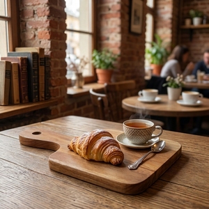 Planche à découper décorative artisanale en bois d'acajou naturel, plateau à fromage en bois massif durable pour couper et servir - Product Image 1
