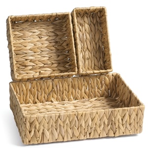 Desktop water hyacinth <b>basket</b> organizer multiple use hand-woven cute laundry storage <b>baskets</b> - Product Image 1