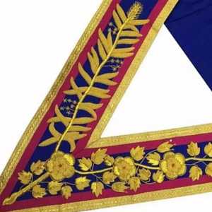 Tablier maçonnique personnalisé écologique à motif croisé, bleu, rouge, or, avec écusson en tissu brodé en forme de V à coudre, style classique - Product Image 5