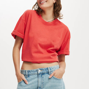 Camisetas Casuales de Alta Calidad para Mujer, Tallas Grandes, Color Sólido, Ligeras, Transpirables, de Poliéster/Algodón, al por Mayor - Product Image 5