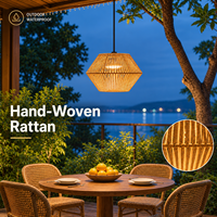 Luminaire suspendu LED en rotin tissé à la main, étanche IP65, pour extérieur, blanc chaud, boîtier en aluminium, patio, pergola, jardin