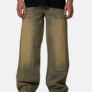 Pantalones Vaqueros Anchos de Mezclilla para Hombre, Lavados a Medida, Ecológicos, Vintage, Sólidos, Transpirables, Ligeros, para Verano, Otoño e Invierno, OEM - Product Image 1