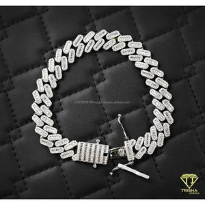 Luxury Double Row Fishbone Link Moissanite Bracelet with VVS D Color Stones Fully <b>Iced</b> <b>Out</b> Diamond Look Statement Jewelry - Product Image 1