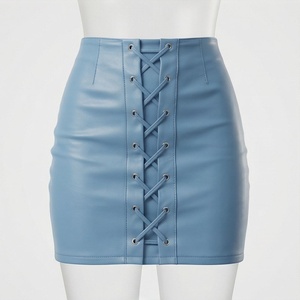 Women High Waist Faux Leather <b>Mini</b> Pencil Skirt With Button Side Detail Sexy Solid Color All Seasons Wear - Product Image 6
