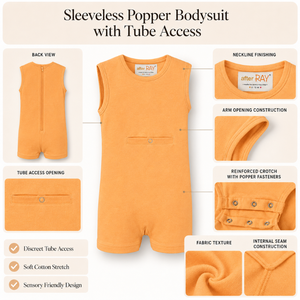Combinaison tube couleur moutarde orange |   Combinaison adaptative sans manches en coton extensible avec fermeture éclair pour enfants, à jambes longues, facile à enfiler, tenue sensorielle - Product Image 3