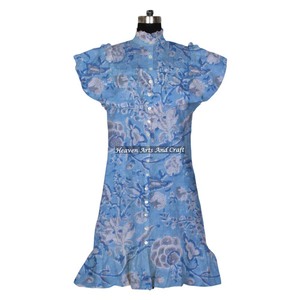 Vestido de Moda con Estampado de Bloques Estilo Bohemio Gitano de Algodón para Mujer, Novedad de Fábrica India 2026, Vestido de Noche para Mujer - Product Image 3