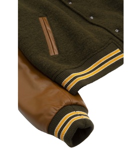 Breathable Wool Varsity <b>Jackets</b> OEM Custom Patches Chenille Embroidery Letterman <b>Jacket</b> With Genuine Leather Sleeves - Product Image 3