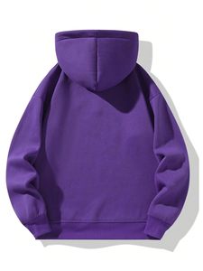 Sudadera con Capucha Unisex Morada con Cierre de Cremallera, Color Sólido, Corte Holgado, Manga Regular, Tejido de Felpa Francesa, Sudaderas Personalizadas - Product Image 2