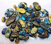 Quartz bleu naturel, cabochon ovale poli, pierres précieuses en vrac, formes et tailles variées pour la fabrication de bijoux