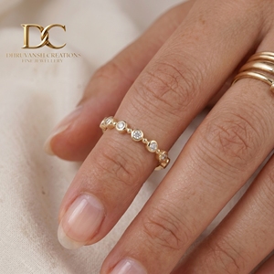 แหวนทองคำแท้ 14KT ประดับเพชรเลี้ยงในห้องปฏิบัติการ ดีไซน์หรูหรา สำหรับงานแต่งงานและงานเลี้ยง ผู้ผลิตขายส่งเครื่องประดับสำหรับผู้หญิง - Product Image 5