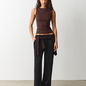 Camiseta sin Mangas Corta para Mujer, Diseño Moderno, Ajustada, de Alta Calidad, Tejido Acordonado, Ecológica, Transpirable, con Bordado - Product Image 3