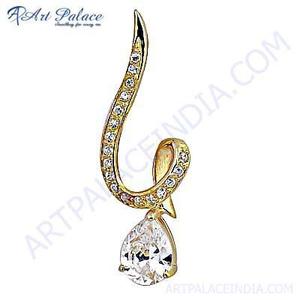 Pendentif solitaire en cristal taillé en forme de poire plaqué or 22 carats Art Palace pour femmes, luxe pour un usage quotidien - Product Image 4